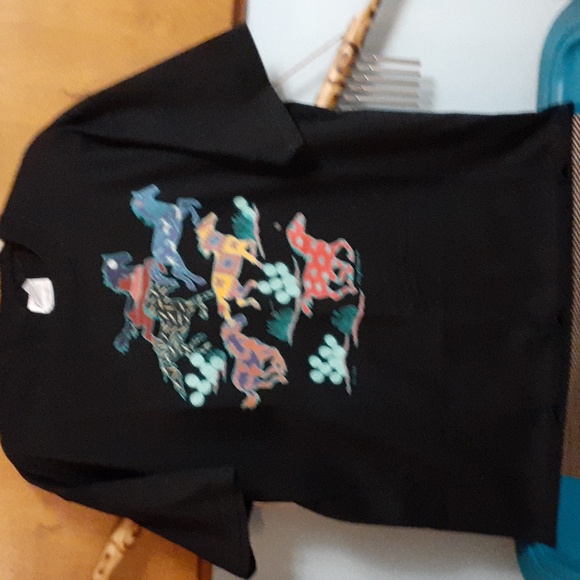 Vintage blac tee-shirt with beautiful desert paints picture of horses and cactus - Picture 2 of 5